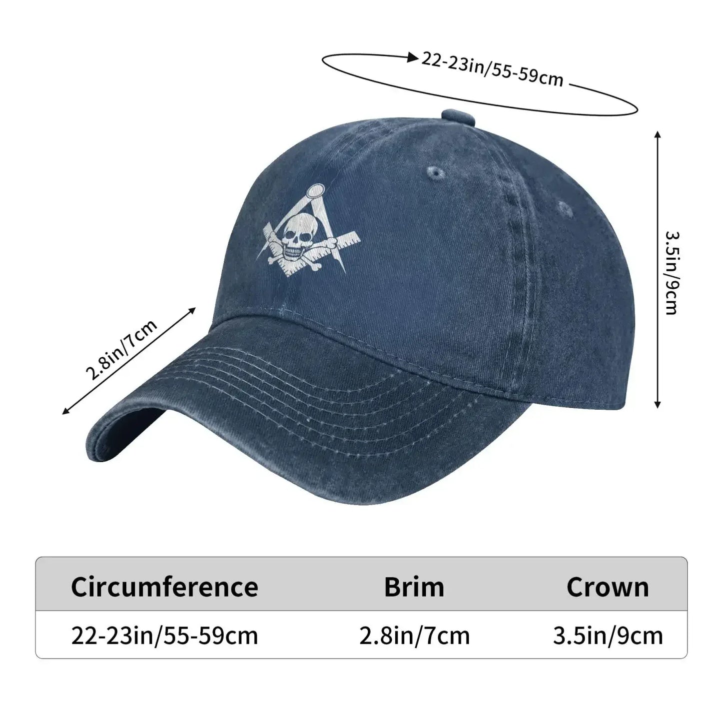 Skull And Cross Bones Square Compass Masonic Freemason Caps