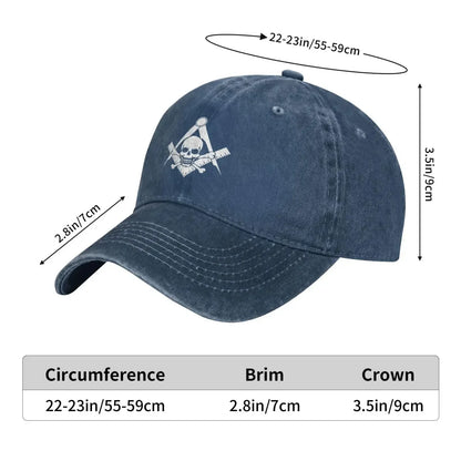Skull And Cross Bones Square Compass Masonic Freemason Caps