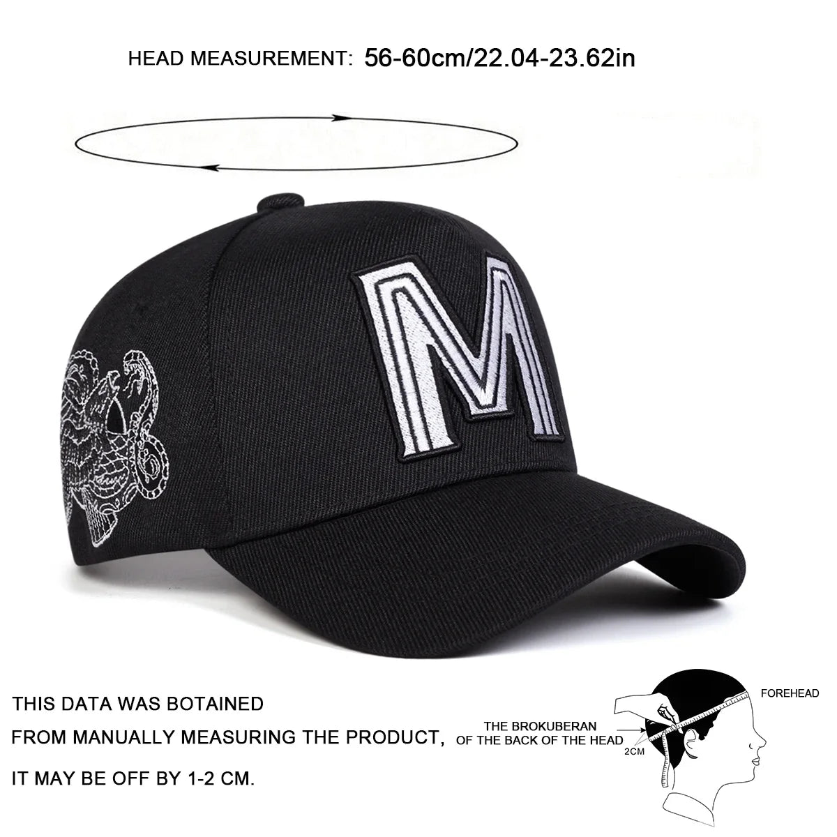 Unisex M Letter Embroidery Baseball Caps Spring and Autumn