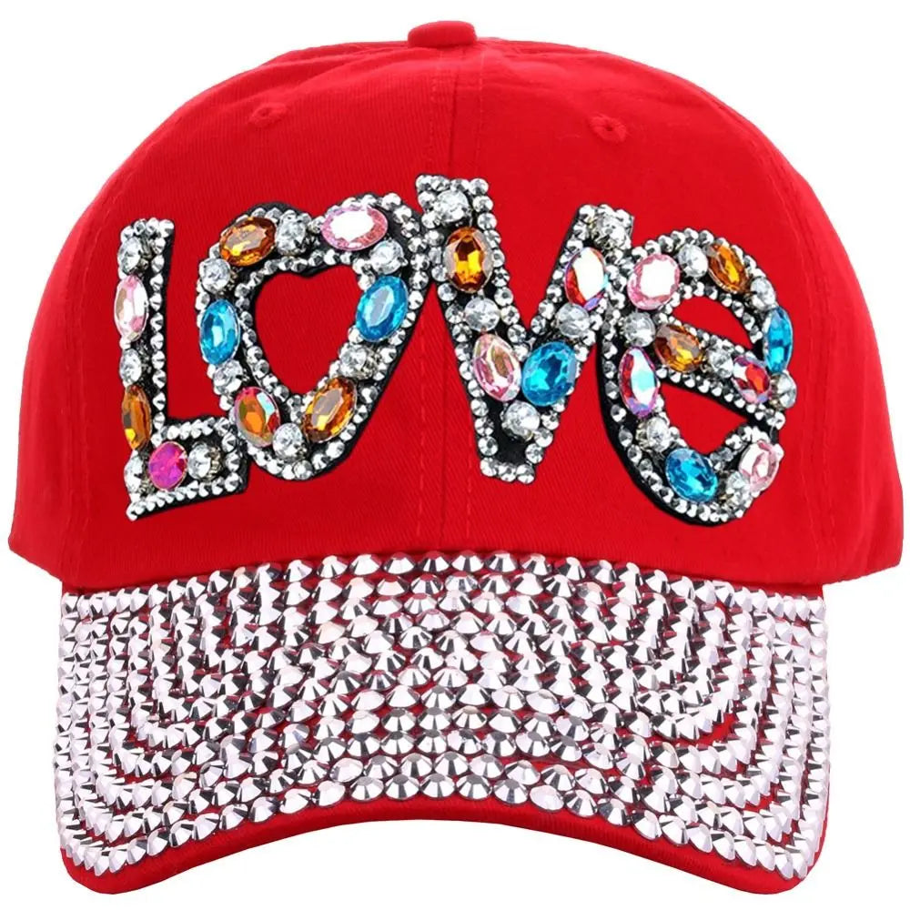 Outdoor Sports Love Rhinestones Baseball Caps Women Girls