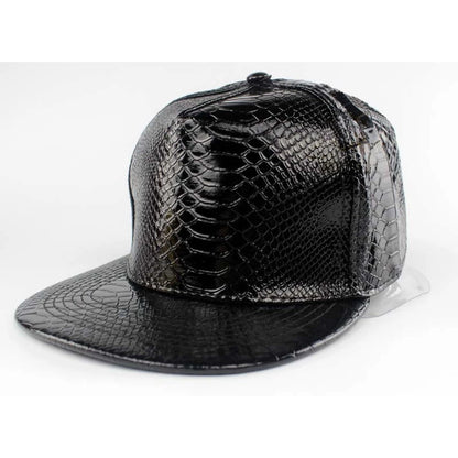 Solid Color Shiny Crocodile Leather Pattern Flat Edge Baseball Cap