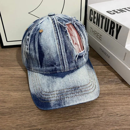 Men's Vintage Distressed Denim Baseball Cap