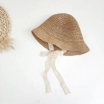 Fashion Lace Baby Hat Summer Straw Bow Baby Girl Cap