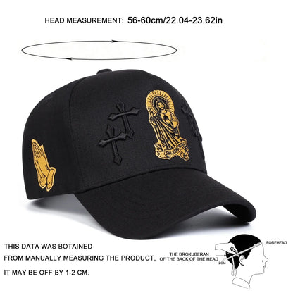 Unisex Cross Embroidery Baseball Caps Spring Autumn