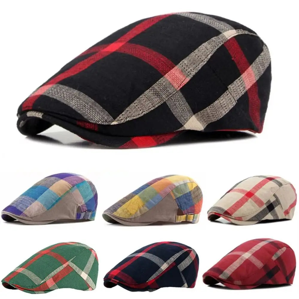 Unisex Colorful Plaid Berets Thin Soft Newsboy Caps