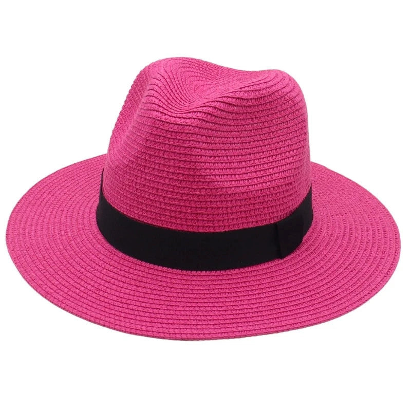Spring And Summer Hot Selling Panama Straw Hat Square Black Ribbon Korean Style Hat