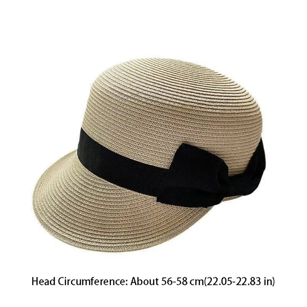 Elegant Wide Brim Bow Straw Hat Woven Bowknot Sunscreen Hat