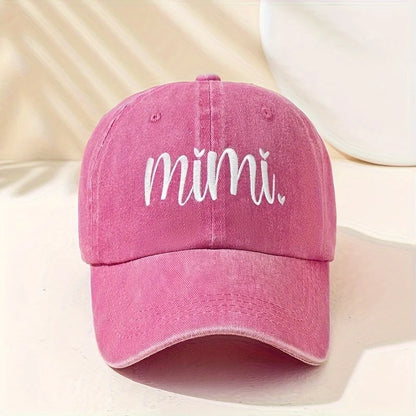 Unisex Y2K Style Embroidered Mimi Washed Baseball Cap
