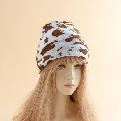 Winter Leopard Knitted Hats For Women Men Outdoor