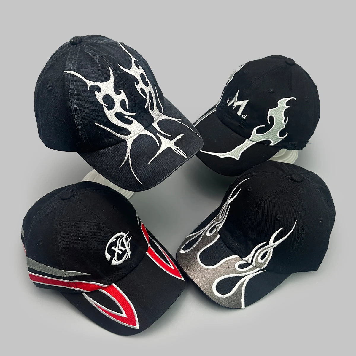 American Embroidered Flame Double-Edged Blade Baseball Hats