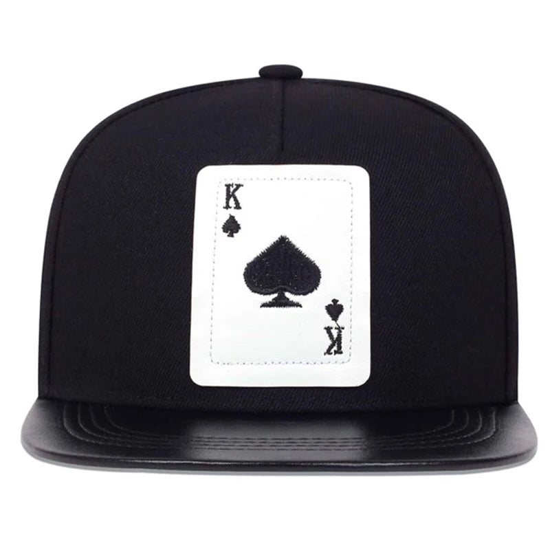 King Leather Playing Card Embroidered Baseball Caps Hip Hop Caps For Men Women