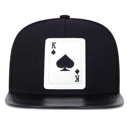 King Leather Playing Card Embroidered Baseball Caps Hip Hop Caps For Men Women