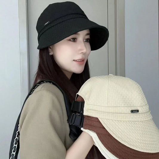 New Foldable Wide Brim Sun Hat Drawstring Adjustable Caps