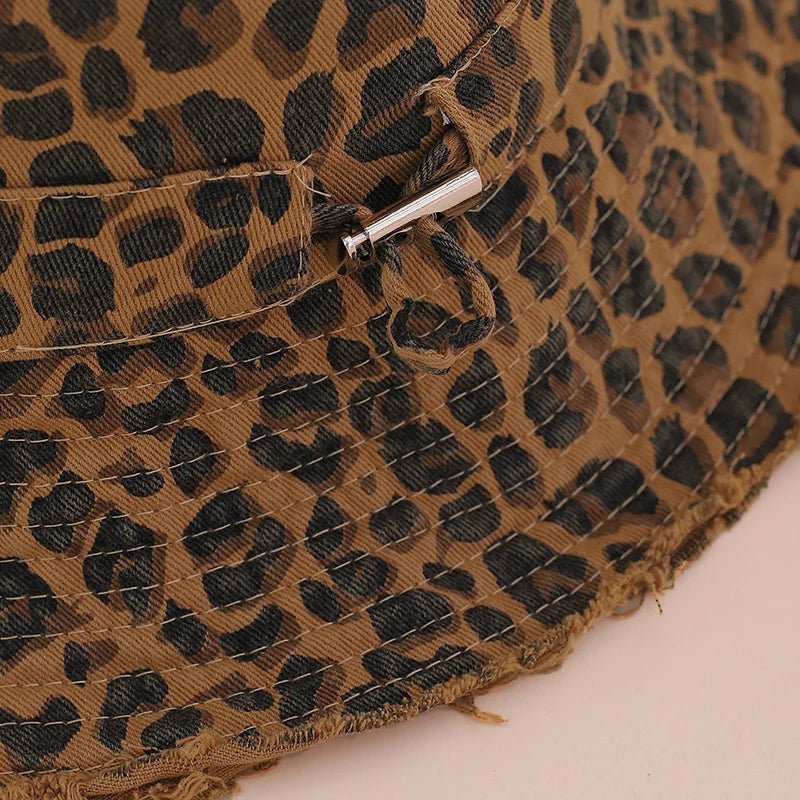 Korean Retro And Fashionable Leopard Print Fisherman Hat