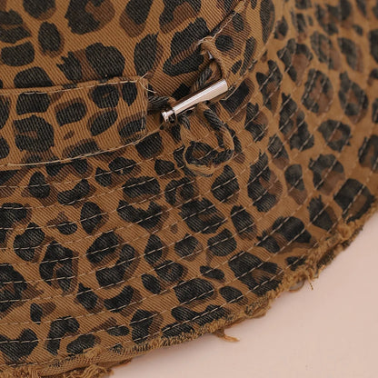 Korean Retro And Fashionable Leopard Print Fisherman Hat