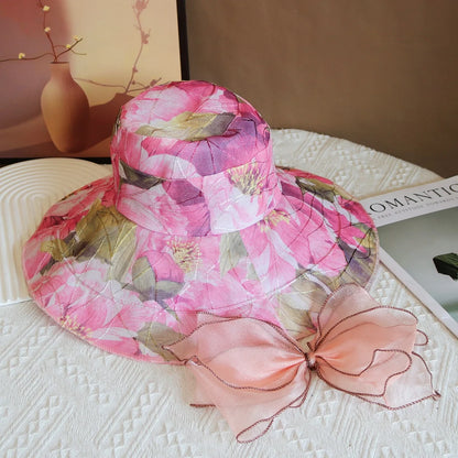 Hot Sale Fashion Flower Printing Cap Beach Hat Women Summer Hat Big Brim Sunshade Hat