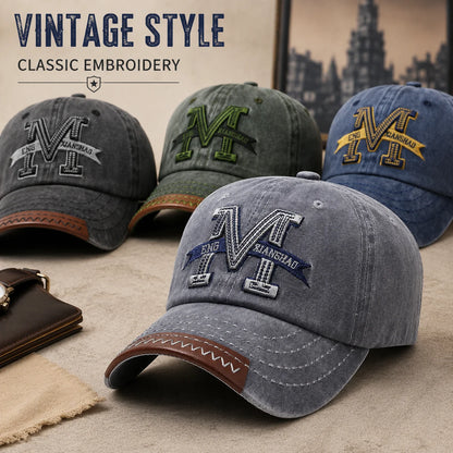 Vintage Washed Cotton Baseball Cap Men Women Letter M Embroidery Dad Hat