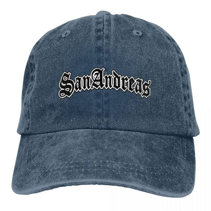 Classic San Andreas Logo Baseball Cap Unisex Style Distressed Denim Sun Cap Outdoor