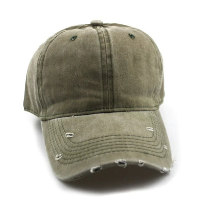 1pc Solid Distressed Perforated Mesh Washed Baseball Cap