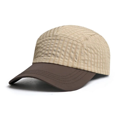 Custom Print Embroidered Logo Quick Drying Grid Color Blocked Baseball Cap