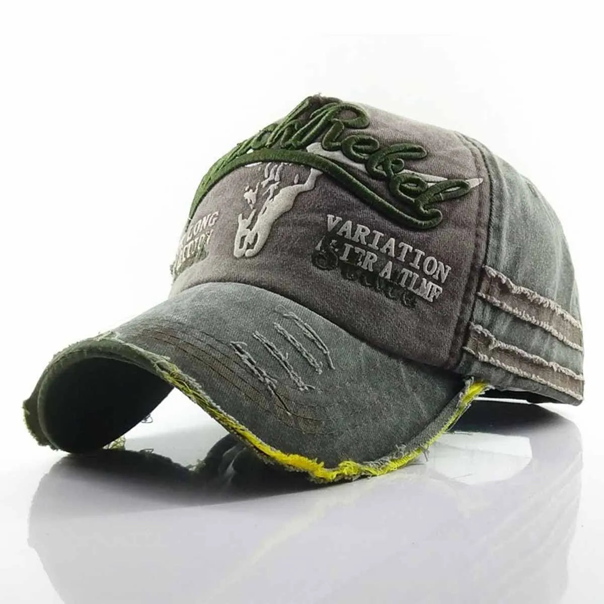 Unisex Black Rebel Letter Embroidery Wash Baseball Caps