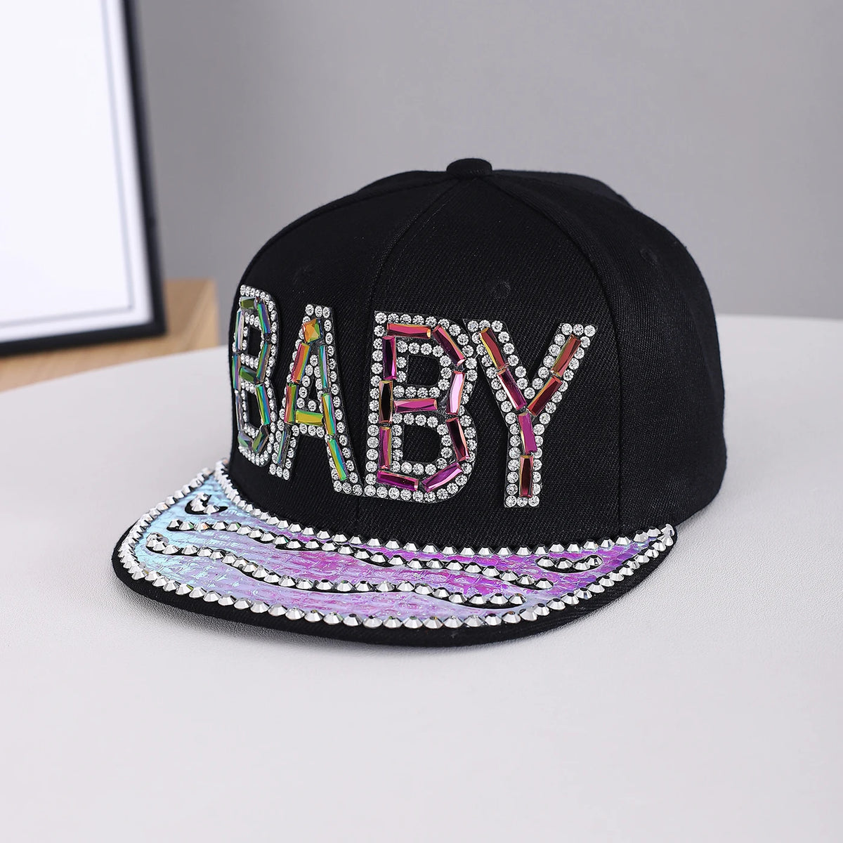 Baby Letter Glittery Wave Brim Baseball Cap