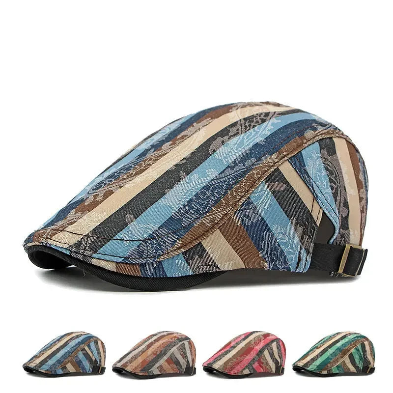 Spring Cotton Print Newsboy Caps Flat Peaked Cap Men And Women