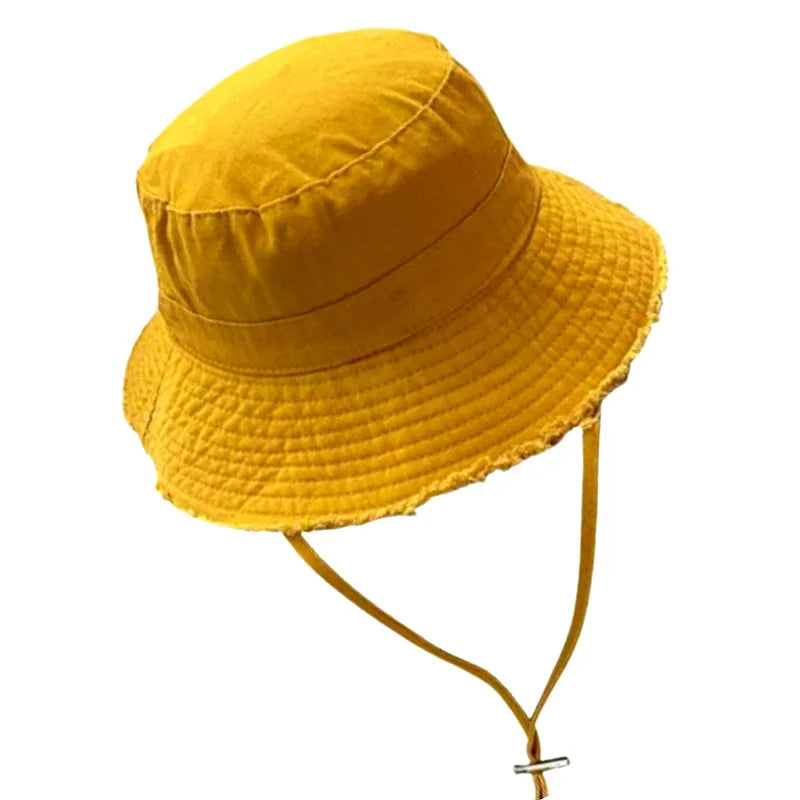 100% Cotton Washed Frayed Edge Bucket Hat