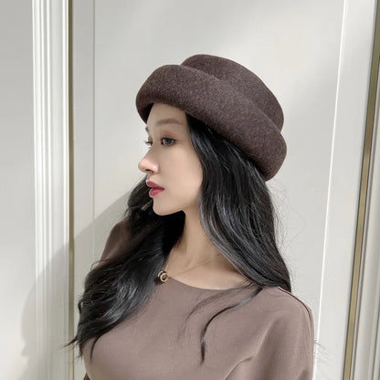 Japanese Retro White Black Brown Camel Wool Beret Women's Autumn And Winter