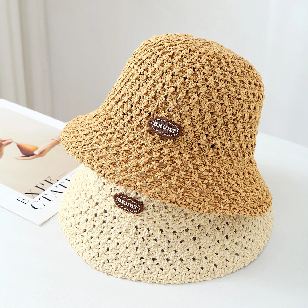 Woven Straw Rope Bucket Outdoor Cap Sunshade Ins Fashion Good Bucket Hats