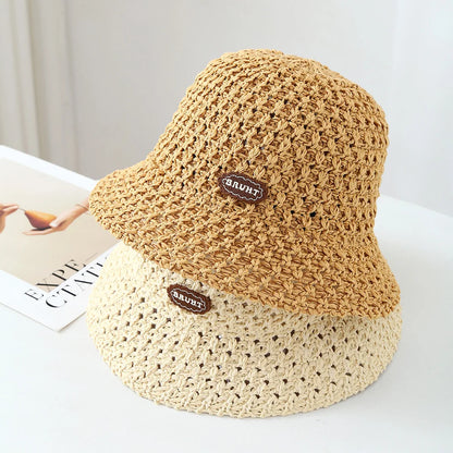 Woven Straw Rope Bucket Outdoor Cap Sunshade Ins Fashion Good Bucket Hats