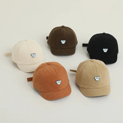 Korean Kids Bear Baseball Hat Solid Color Duck Tongue Cap