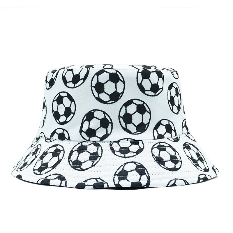Football Basketball Printing Bucket Hat Soccer Balls Pattern Fisherman Hats Cartoon Double Sides