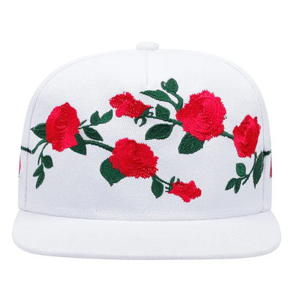 Fashion Fastball Rose Embroidery Hip Hop Snapback Hat Adult Outdoor