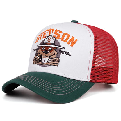 Creative New Breathable Mesh Hat Stetson Fox Embroidery Truck Hat Street Hip Hop Hat