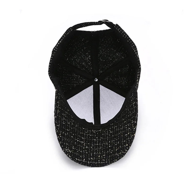 Metal M Patch Baseball Cap Black Elegant Man Hat