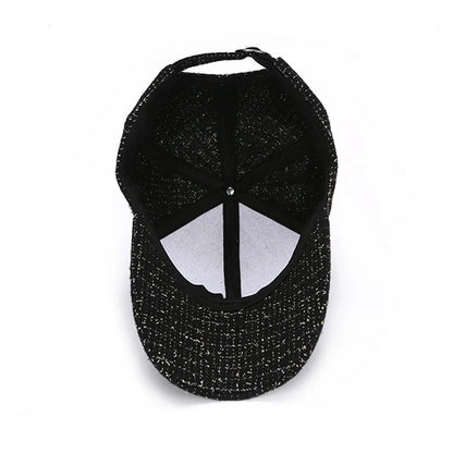 Metal M Patch Baseball Cap Black Elegant Man Hat