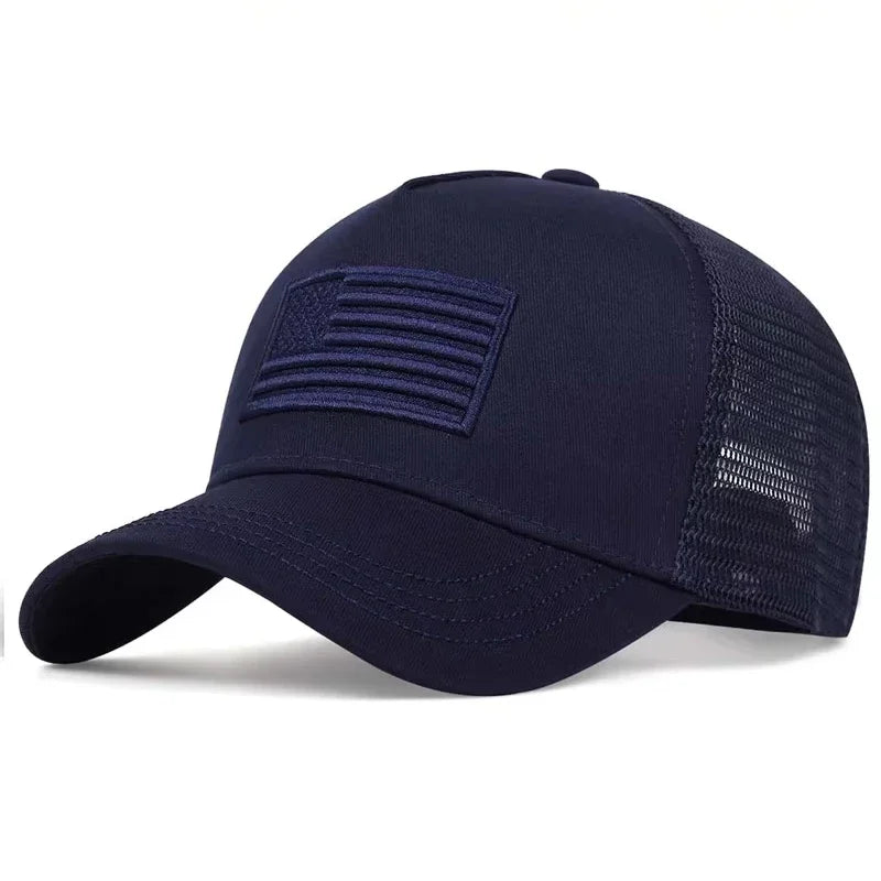 Unisex American Flag Embroidery Baseball Net Caps