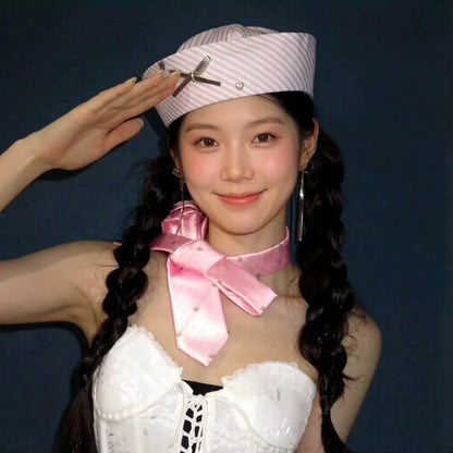 Fashionable Stripe Bow Sailor Hat