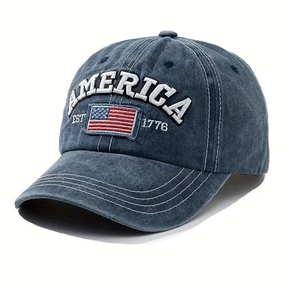 Vintage USA Flag Embroidered Baseball Cap