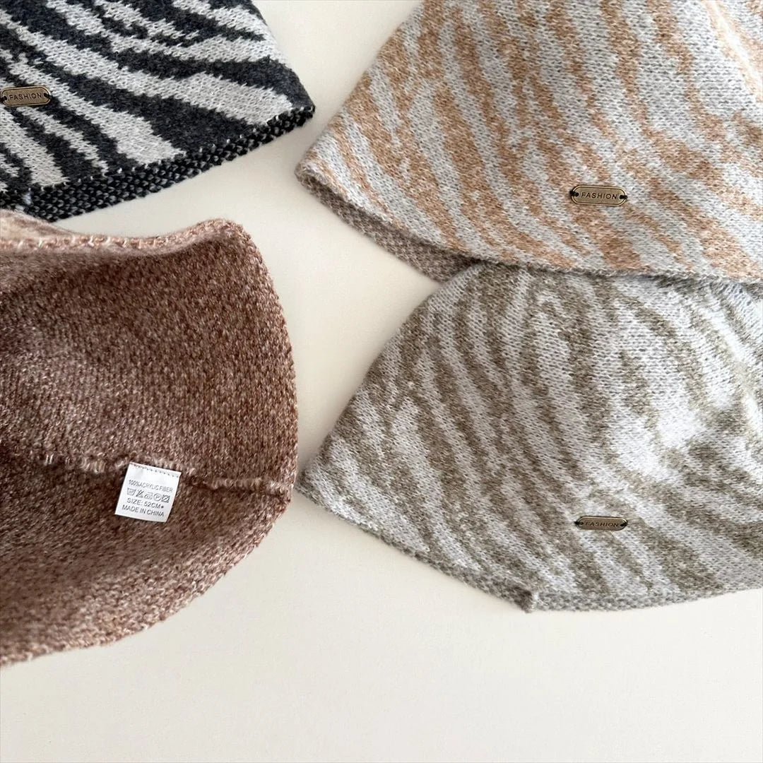 2026 Autumn Kids Fisherman Hat Stripe Knitted Hat