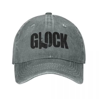 Glock Tactical Shooting Gun Baseball Caps Distressed Denim Snapback Cap