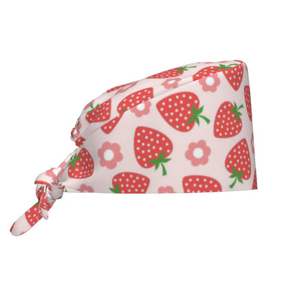 Strawberry Pink Printed Work Cap For Both Men And Women Nurse Doctor Surgical Cap