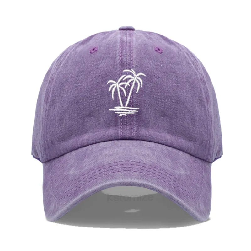 Coconut Tree Embroidery Baseball Cap