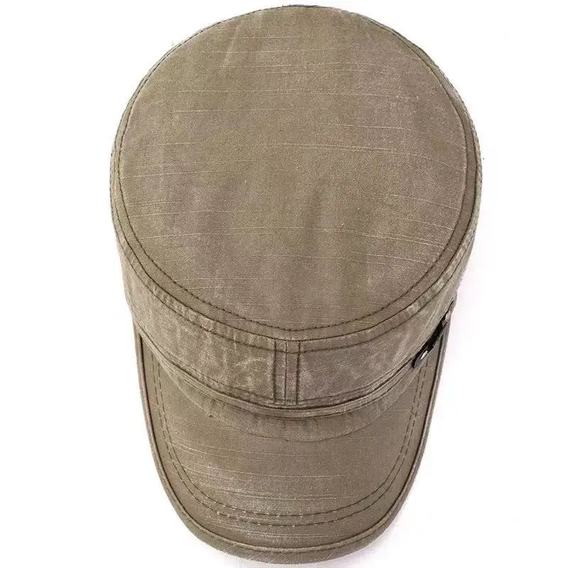 Washed Cotton Flat Top Military Cap Outdoor Fisherman Caps Women Men