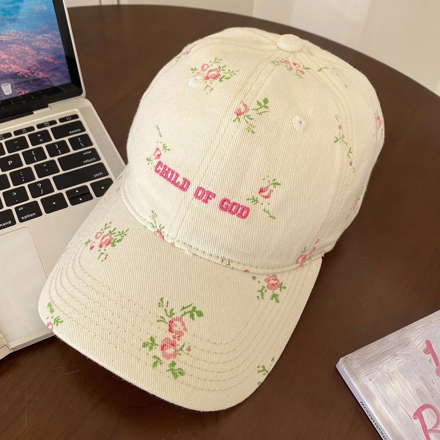 New Pastoral Style Floral Duckbill Cap Girls