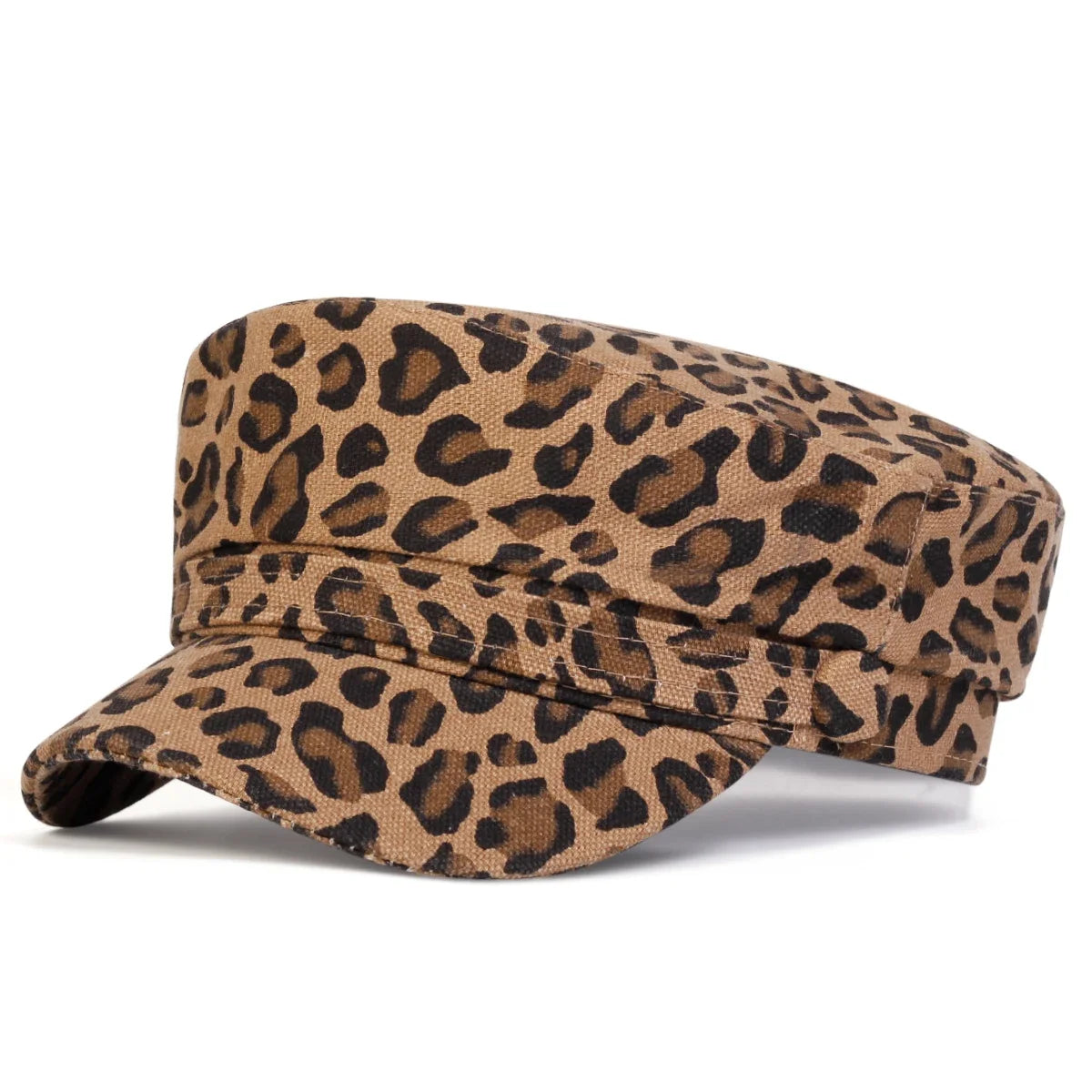 Unisex Leopard Print Personality Military Hats Flat Top Baseball Caps