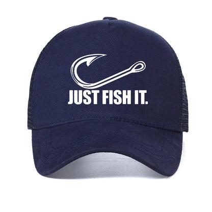 Men Fishing Cap Letter Print Just Fish It  Baseball Cap Summer