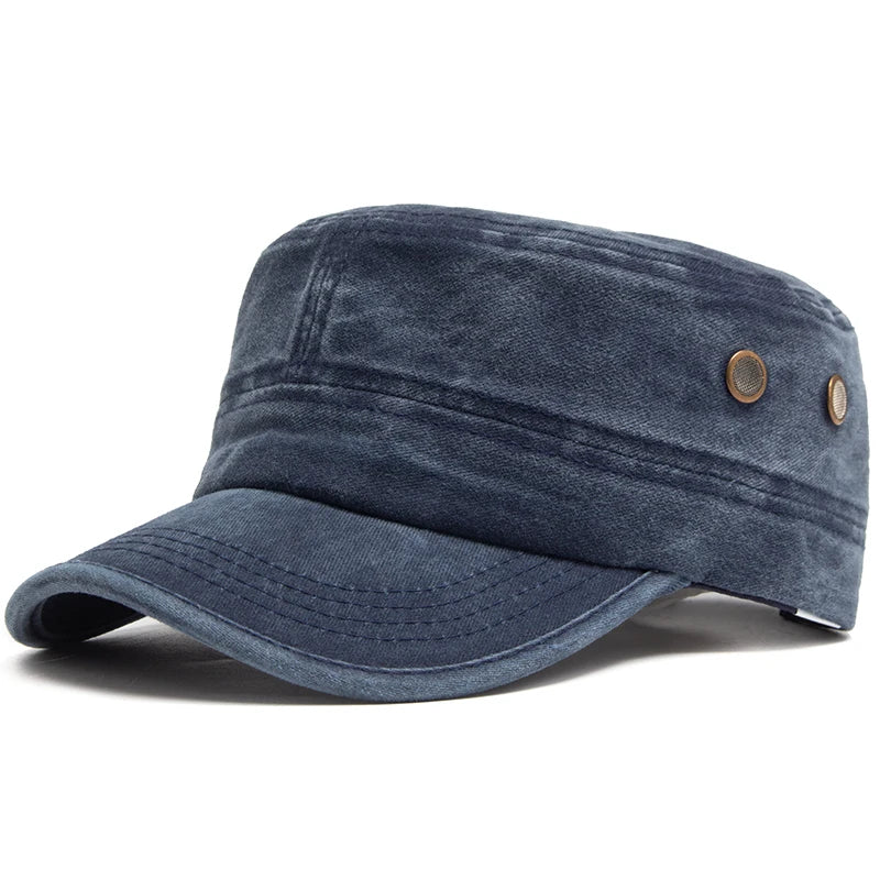 Men Flat Army Hat Washed Cotton Vintage Visor Baseball Cap Hunting Militarily Caps Casual Outdoor