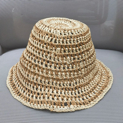 Fashionable Luxury Hollow Hat Sky Blue Striped Hat